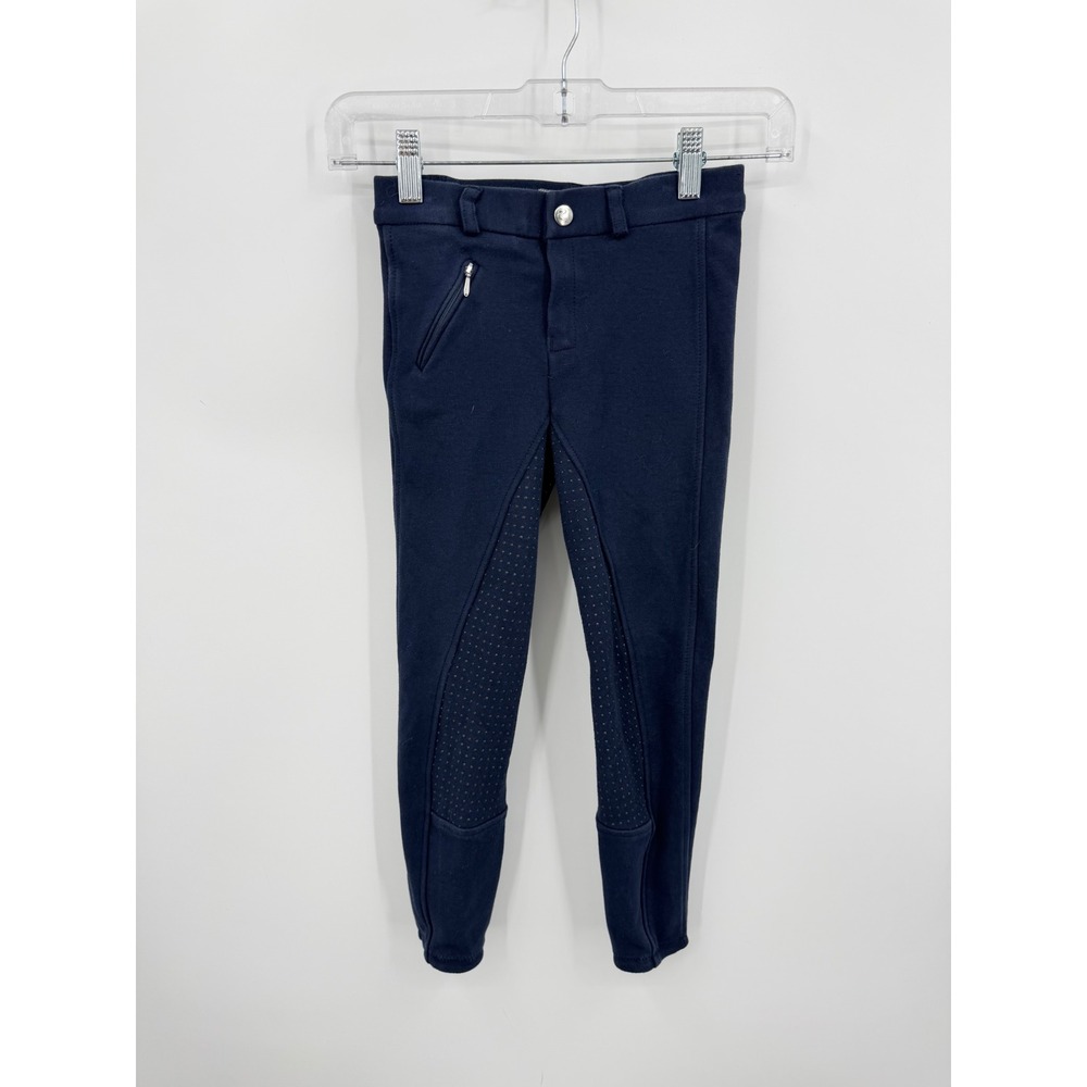 Horze Active Full Seat Silicone Grip Breeches Kids Size 8 Navy Blue Equestrian